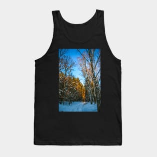 Winter landscape with snow-covered spruce forest. Tank Top